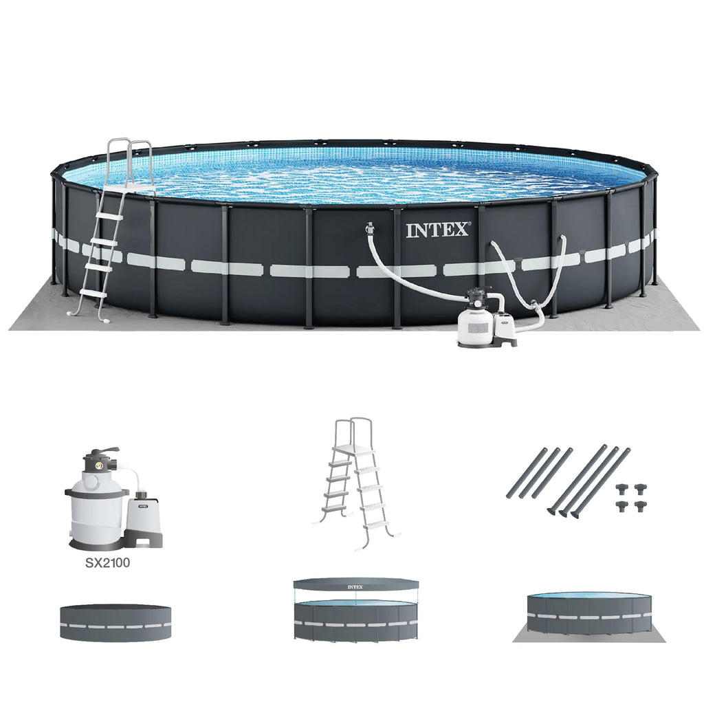 Round Frame Above Ground Swimming Pool with Sand Filter Pump A85355