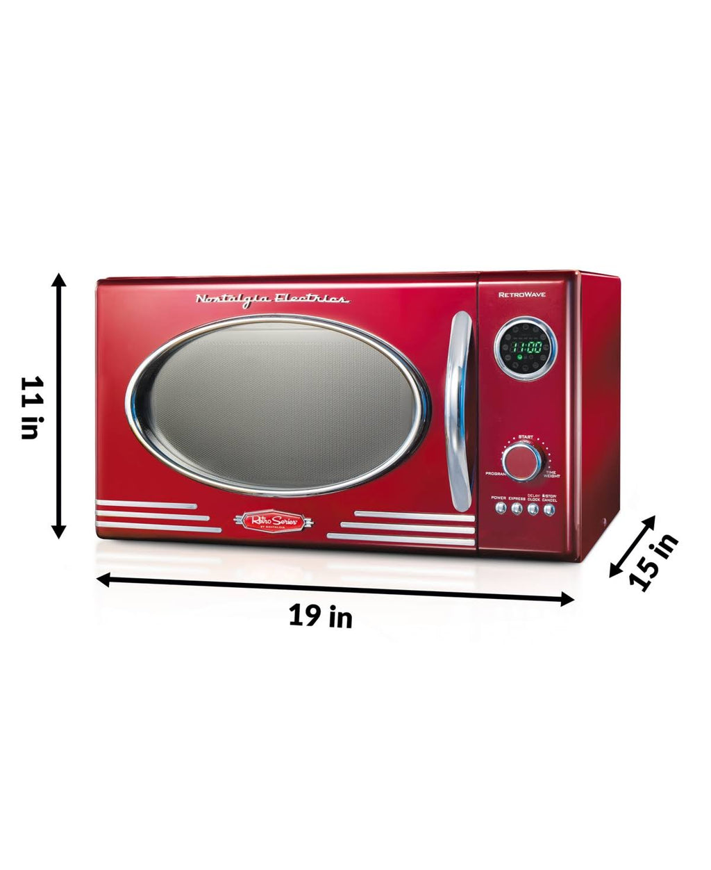 Retro 0.9 Cu ft Countertop Microwave Oven Metallic Red N12466