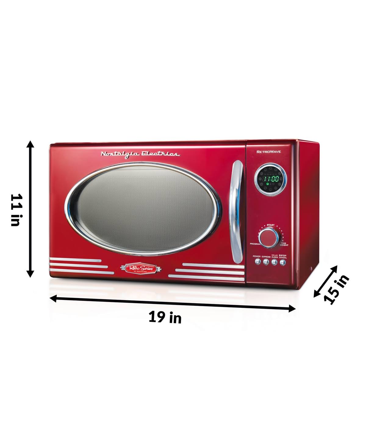 Retro 0.9 Cu ft Countertop Microwave Oven Metallic Red N12466