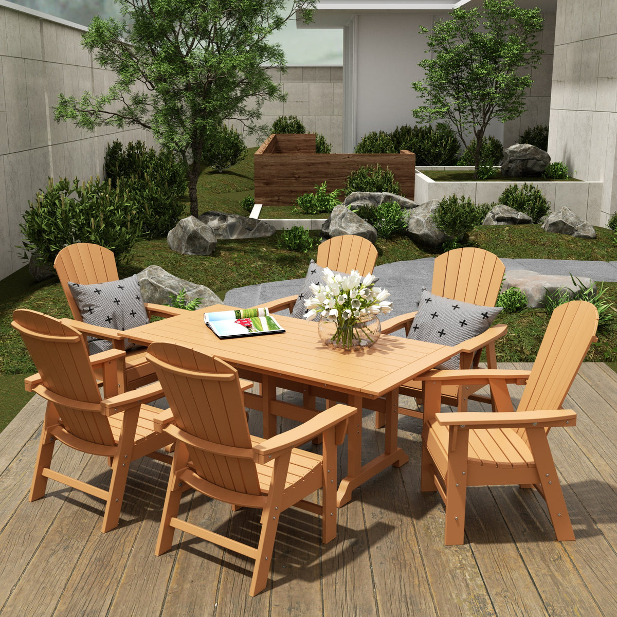 All Weather Poly Lumber Outdoor Dining Set for 6 S14244