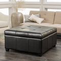 Bonded Leather Storage Ottoman, Brown H3397