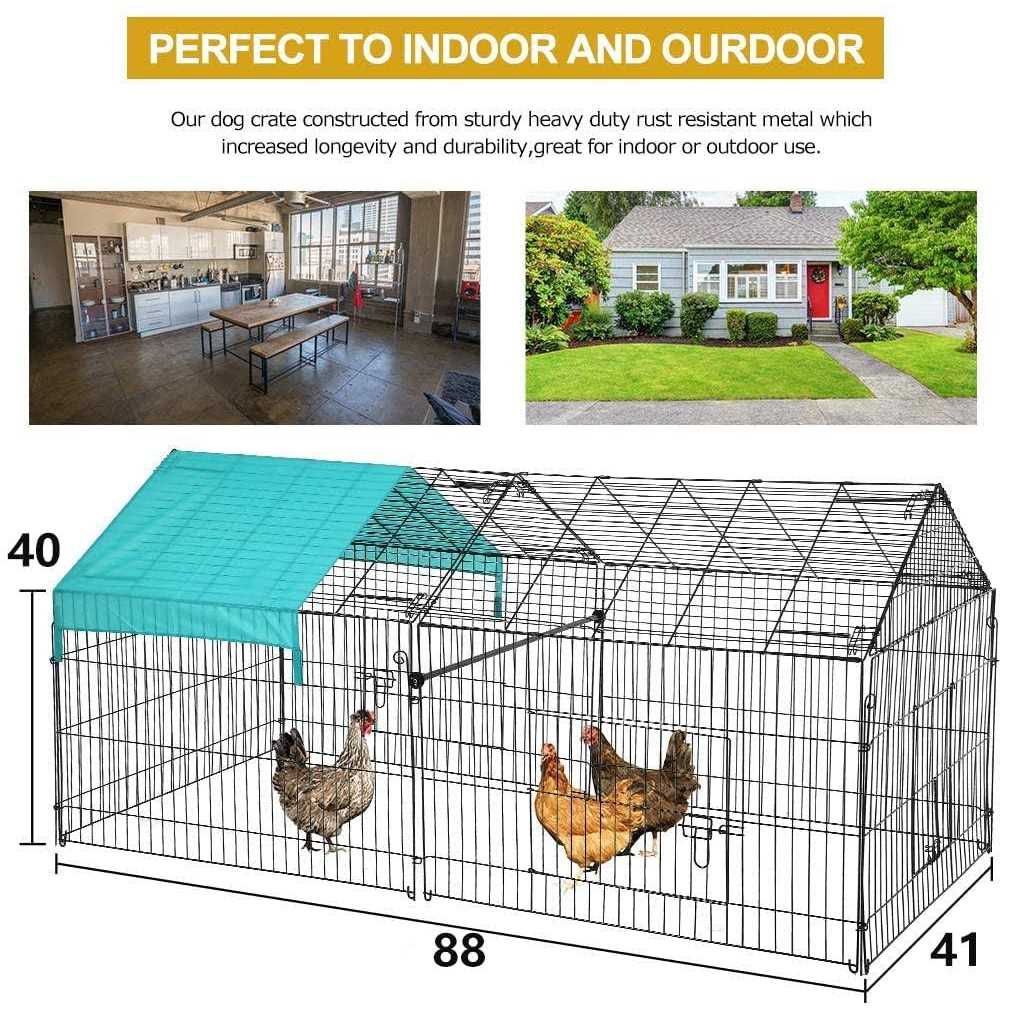 Large Metal Chicken Coop with Door & Cover W12251