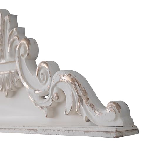 White Wood Floral Carved Wall Sculptures H9777
