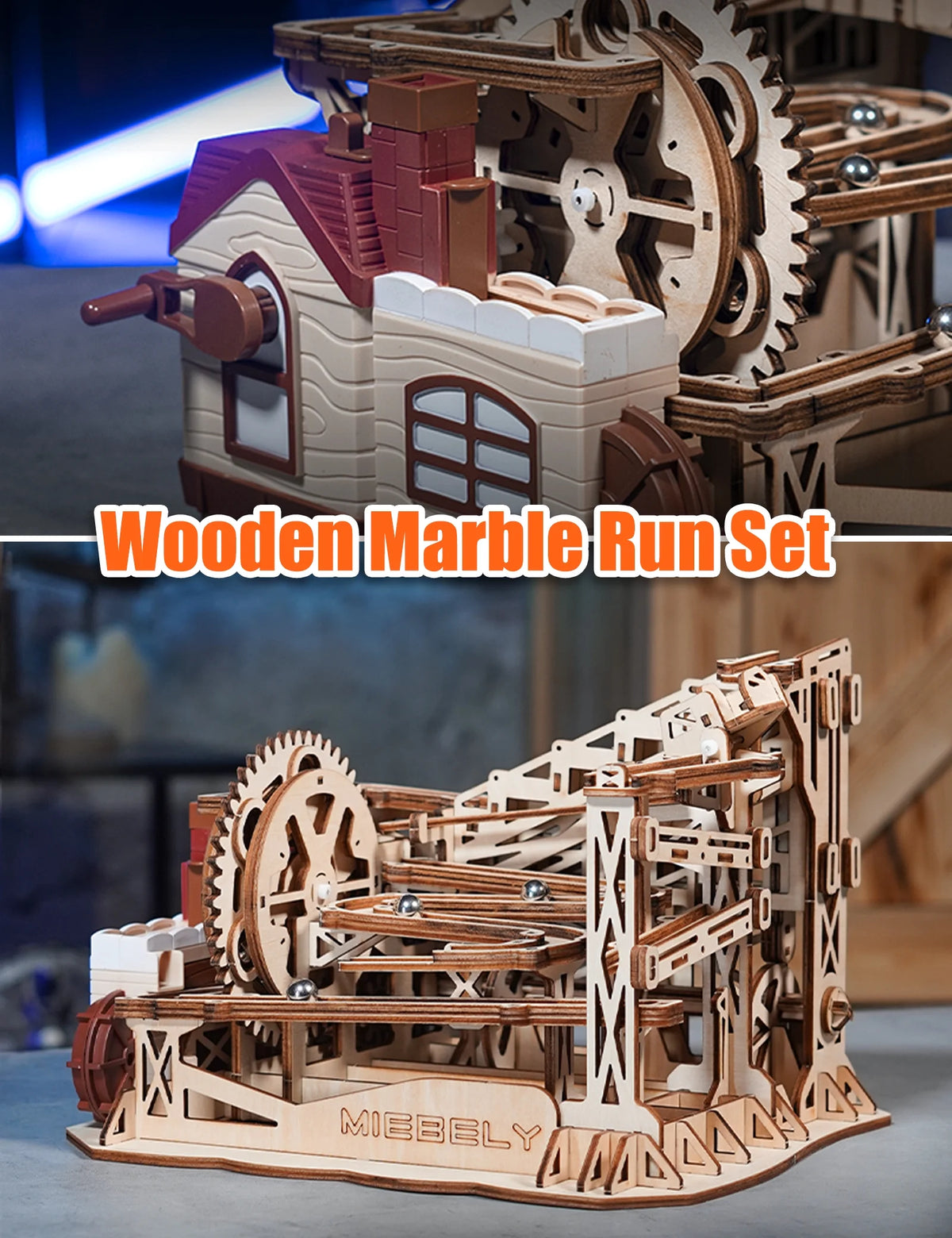 3D Wooden Puzzles Marble Run Model Building Kits with Motor G878