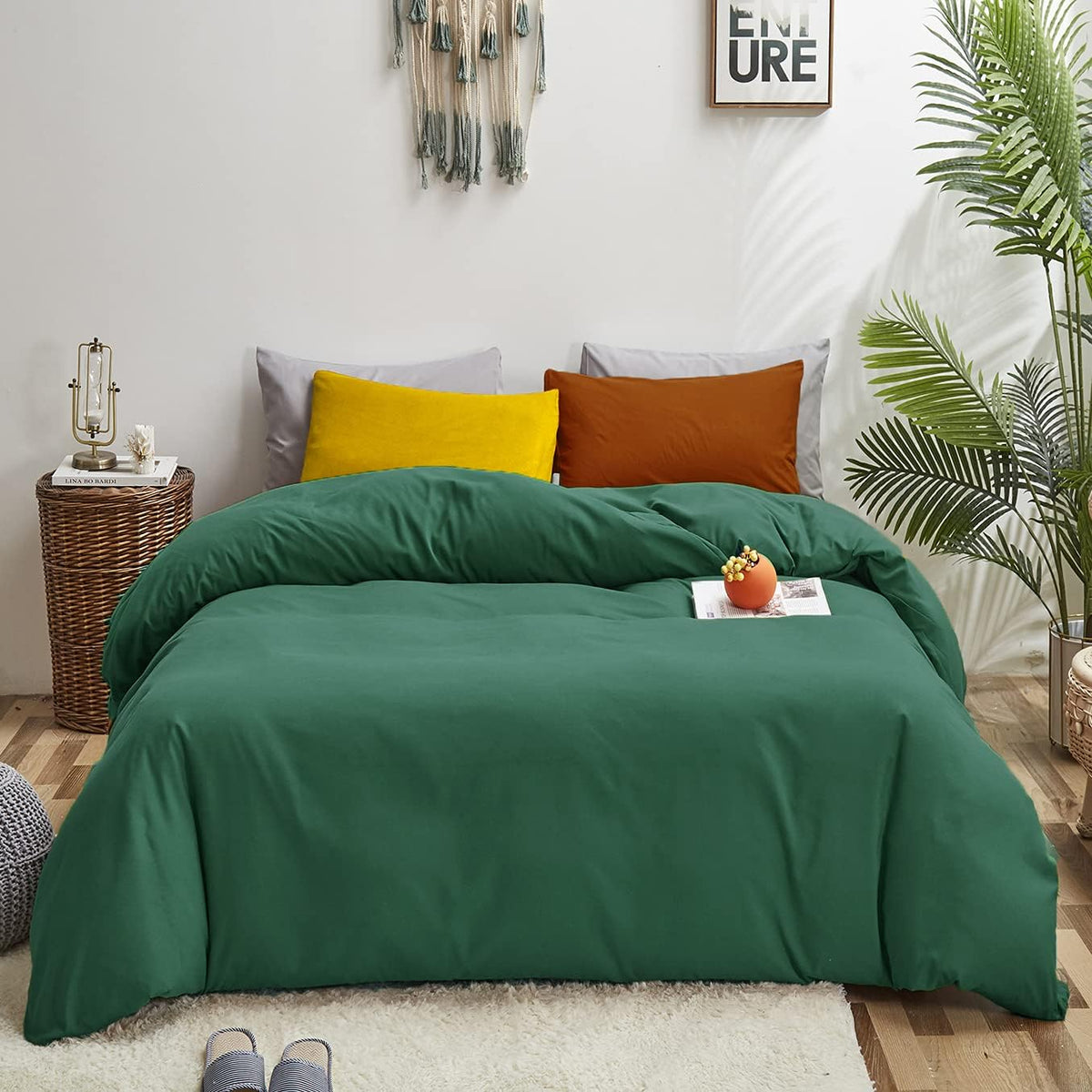 Burnt Orange King Size 3 Piece Solid Color Comforter Set Q898844