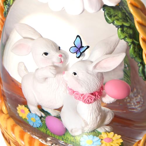 Easter Snow Globe Lantern with Timer Swirling Glitter W280422
