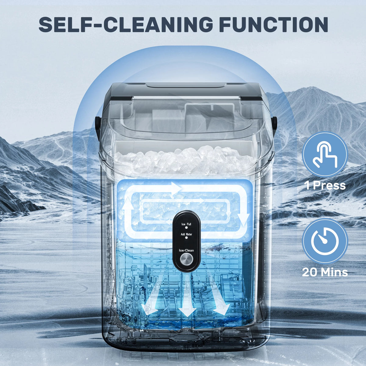 Nugget Ice Maker Countertop with Soft Chewable Pellet Ice, 33lbs/24H, Self-Cleaning, Stainless Steel, Black D5132