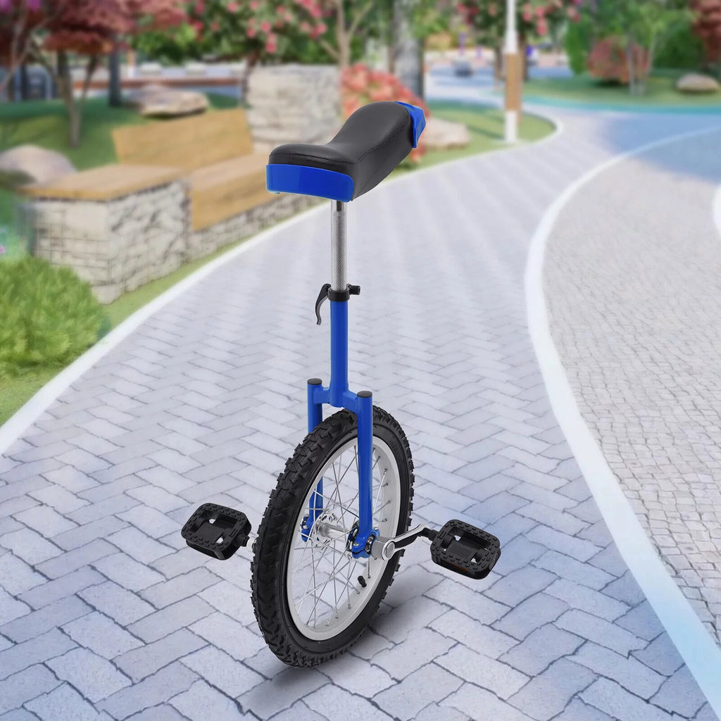 24 Unicycle 1 Wheel Bike Adjustable Height Blue V8394