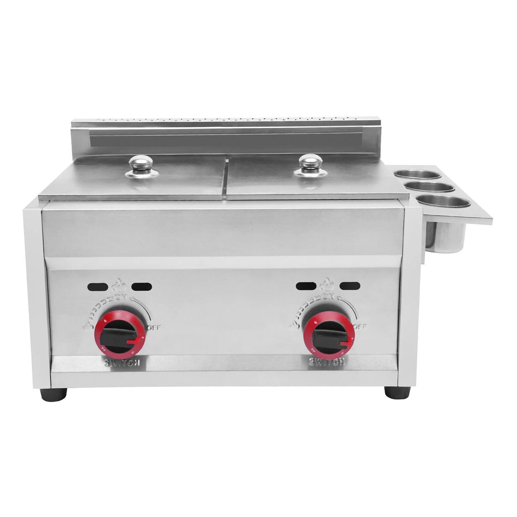 6L*2 Stainless Steel Commercial Countertop Gas Deep Fryer with 2 Basket N812