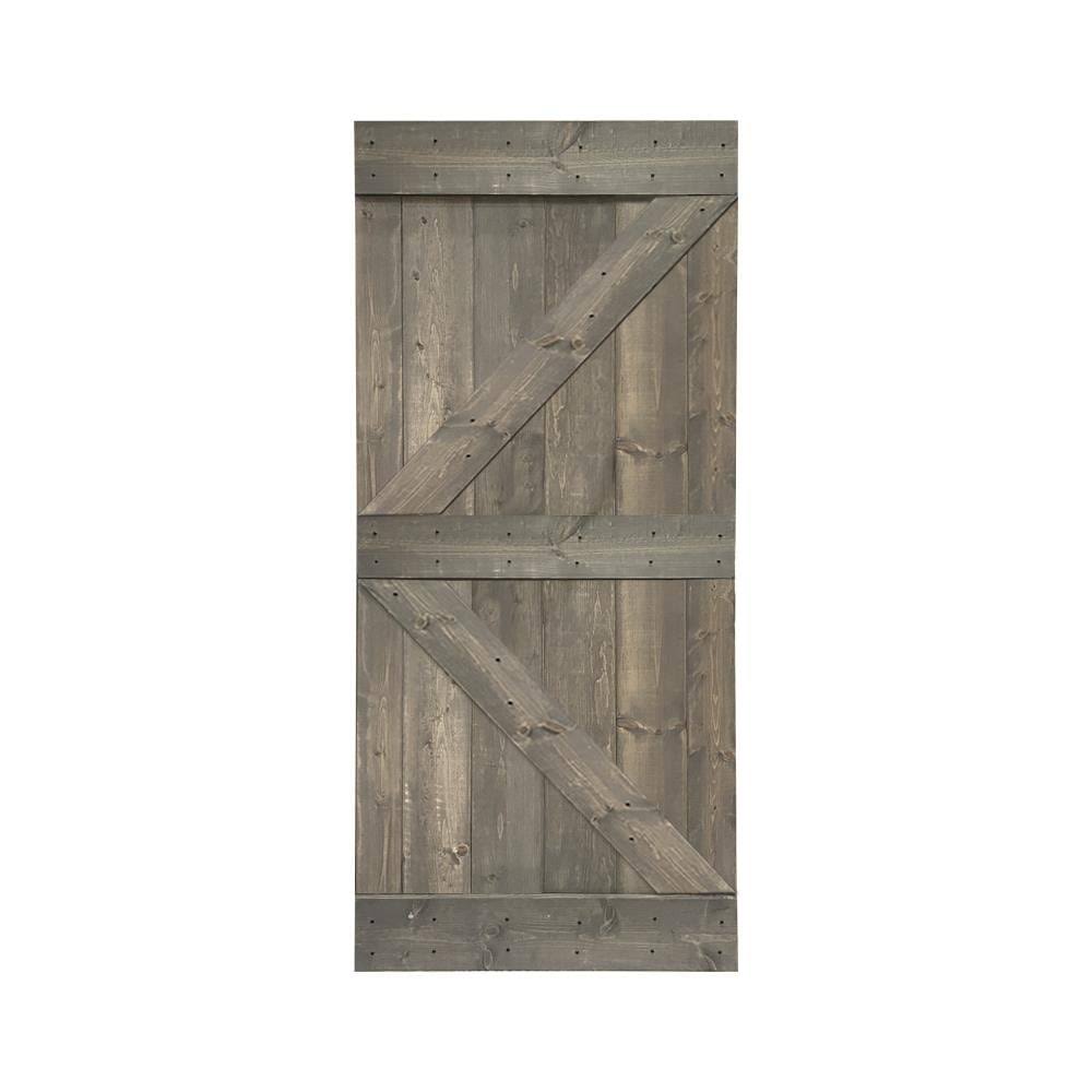 Carbon Gray Solid Pine Wood Interior Sliding Barn Door X93621
