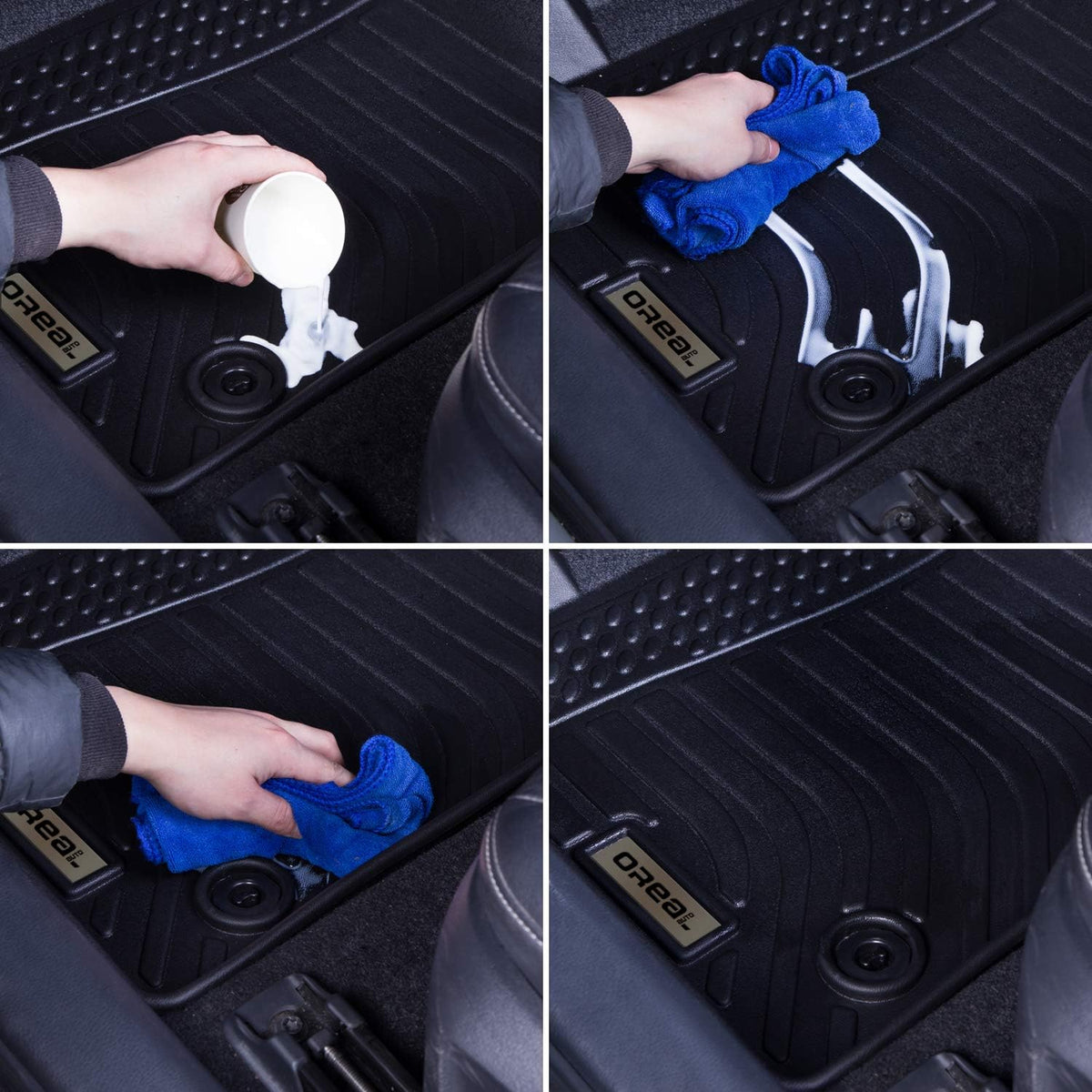 Black Heavy Duty All Weather Front and Rear Car Floor Mats A1595