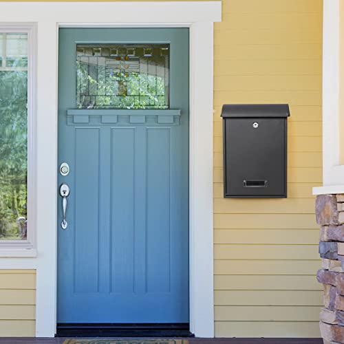 Black Wall Mounted Locking Mailbox with Key Lock T7111