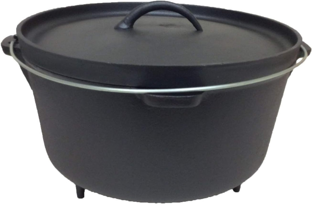 Pre-seasoned 16 Quart Cast Iron Dutch Oven with 3 legs and Lip Lid U258222