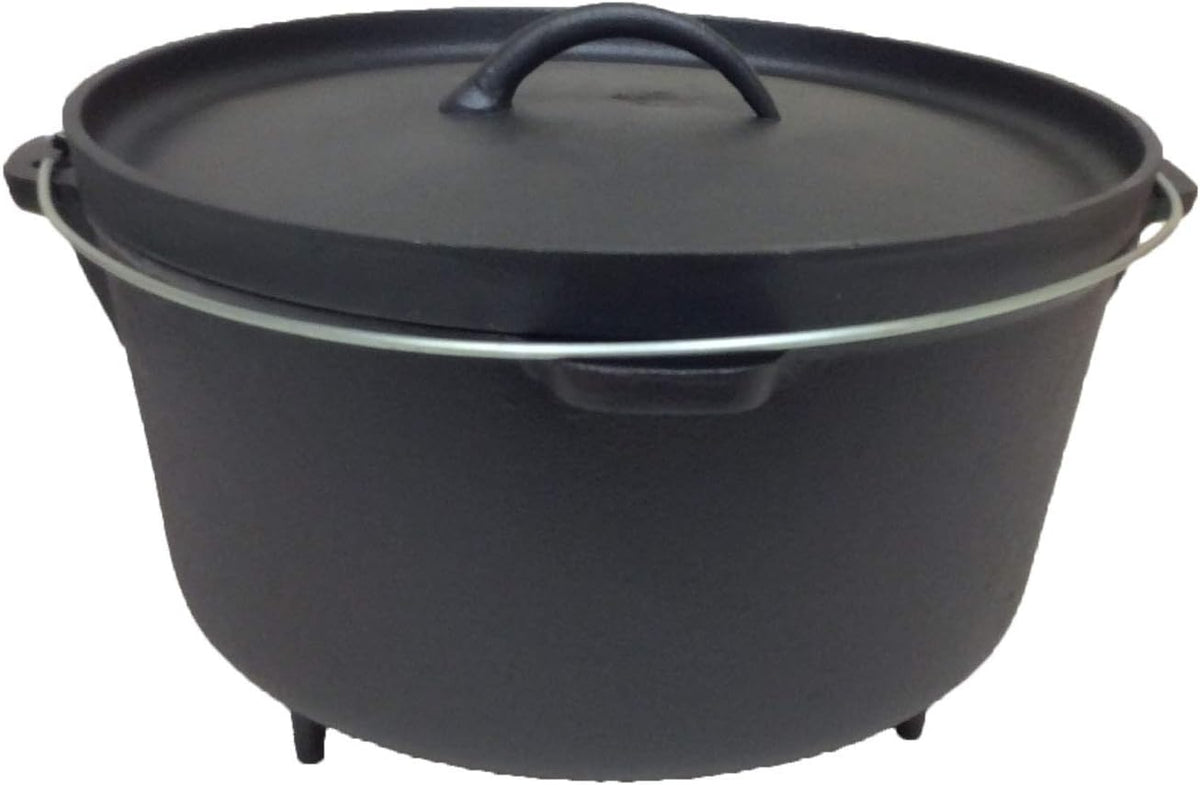 Pre-seasoned 16 Quart Cast Iron Dutch Oven with 3 legs and Lip Lid U258222