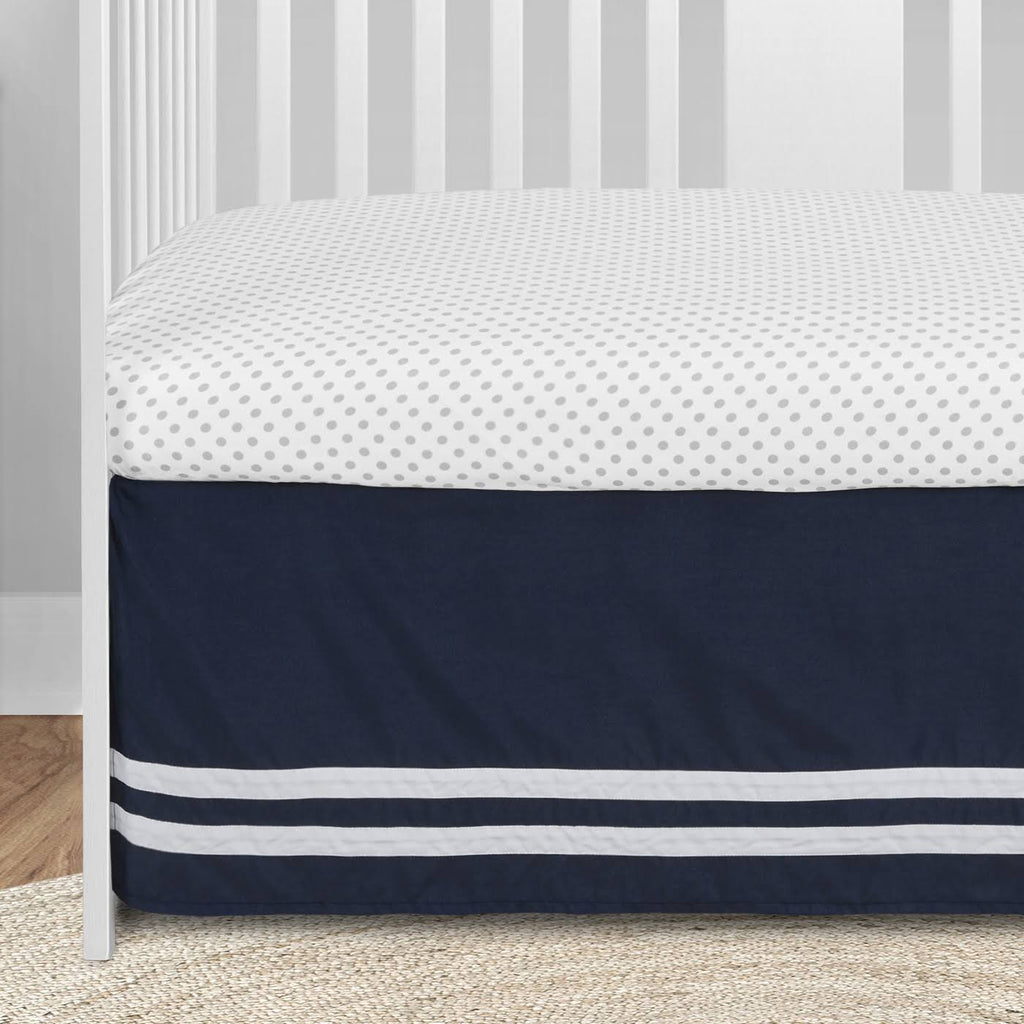 Navy Blue White Anchors 4 Pieces Crib Bedding Set E9697