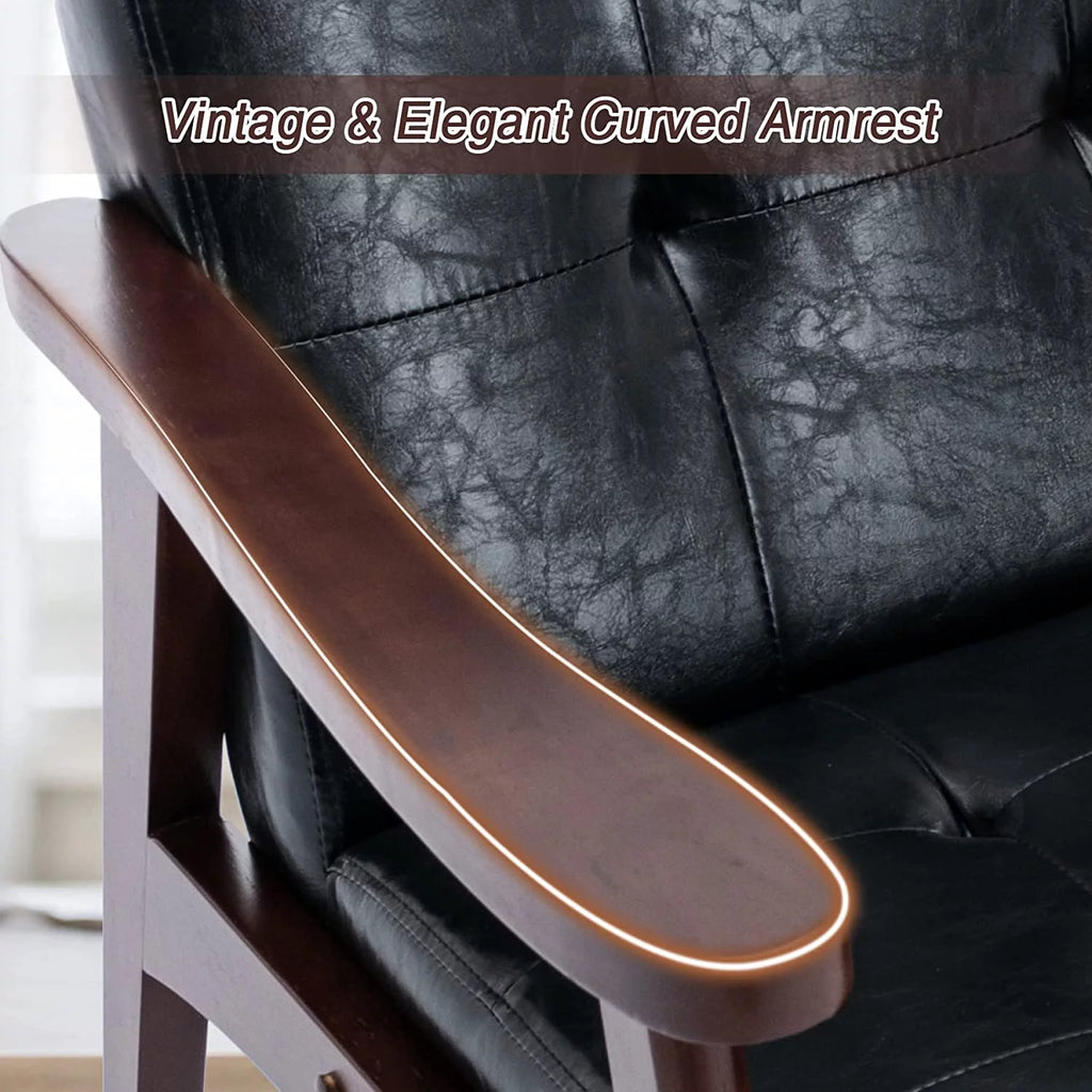 Black Leather Upholstered Accent Chair L360565