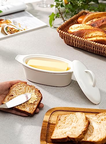 Porcelain White 3pcs Large Butter Dish with Lid P59325