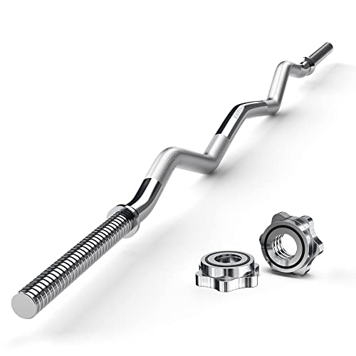 47" EZ Curl Bar Weight Lifting Bar with 2 Star Collars N142