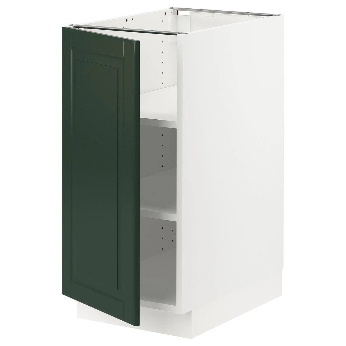 White Bodbyn Dark Green Base Cabinet with Shelves X8181