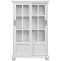 White Bookcase with Sliding Glass Doors Z412530