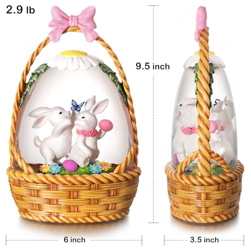 Easter Snow Globe Lantern with Timer Swirling Glitter W280422