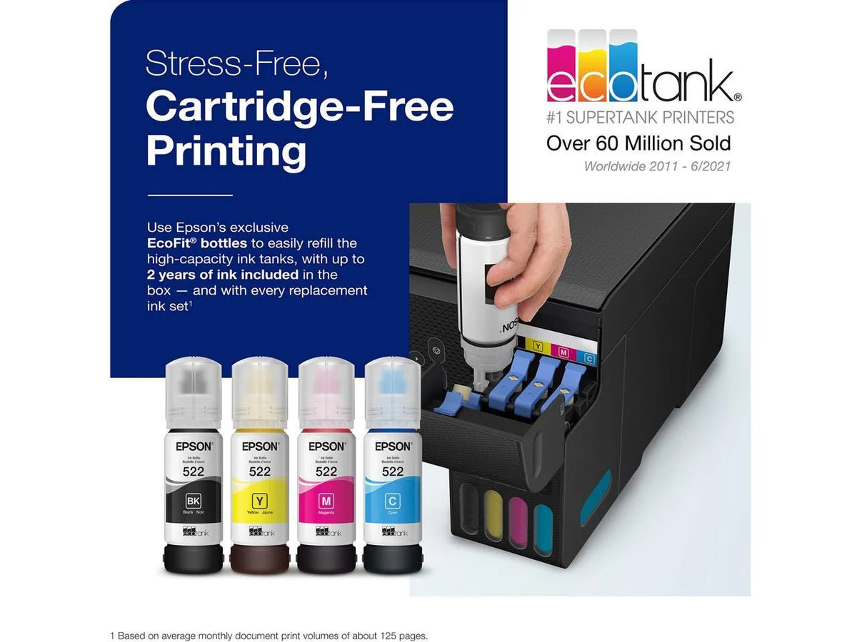 Black Wireless Color All-in-One Supertank Printer J59700