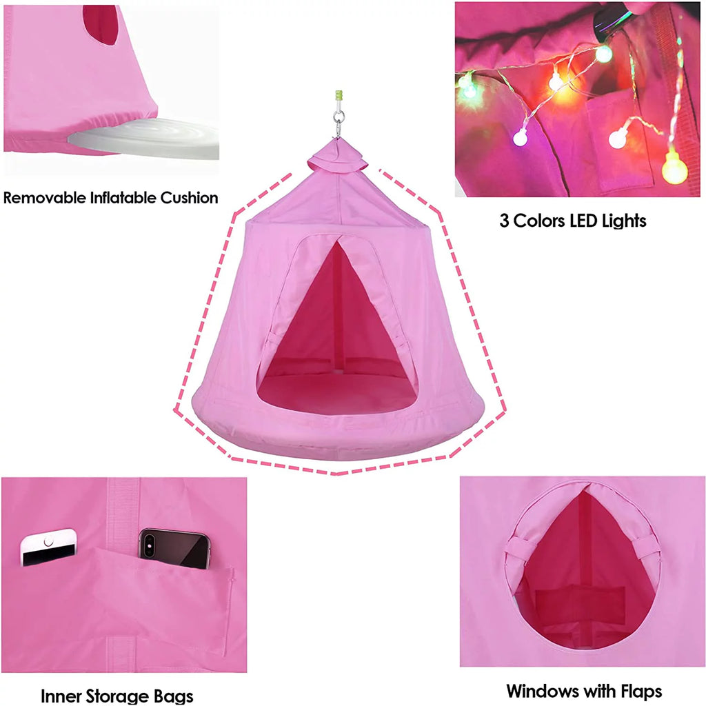 Pink Hanging Hammock Chair with Steel Stand H6195