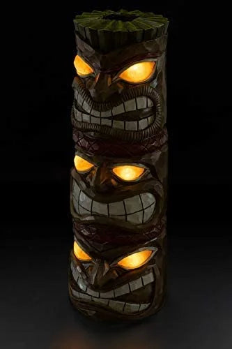 Triple Tiki Totem Solar Powered LED Outdoor Decor Garden S439516