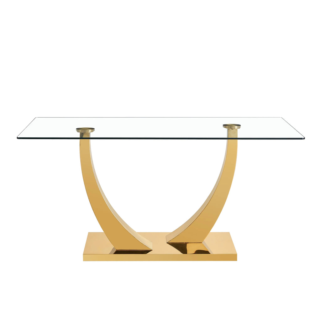 Glass Dining Table with Metal Legs Q88587