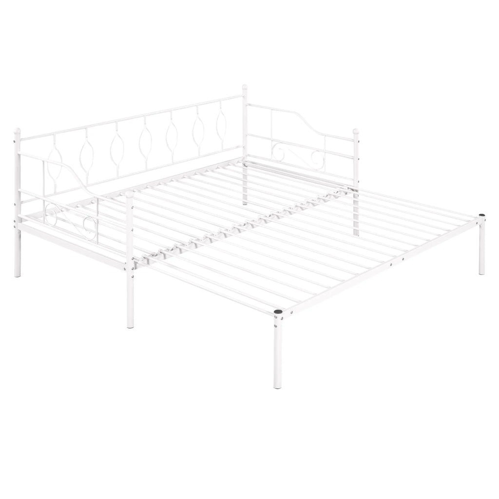 White Twin Size Metal Daybed with Trundle P82318