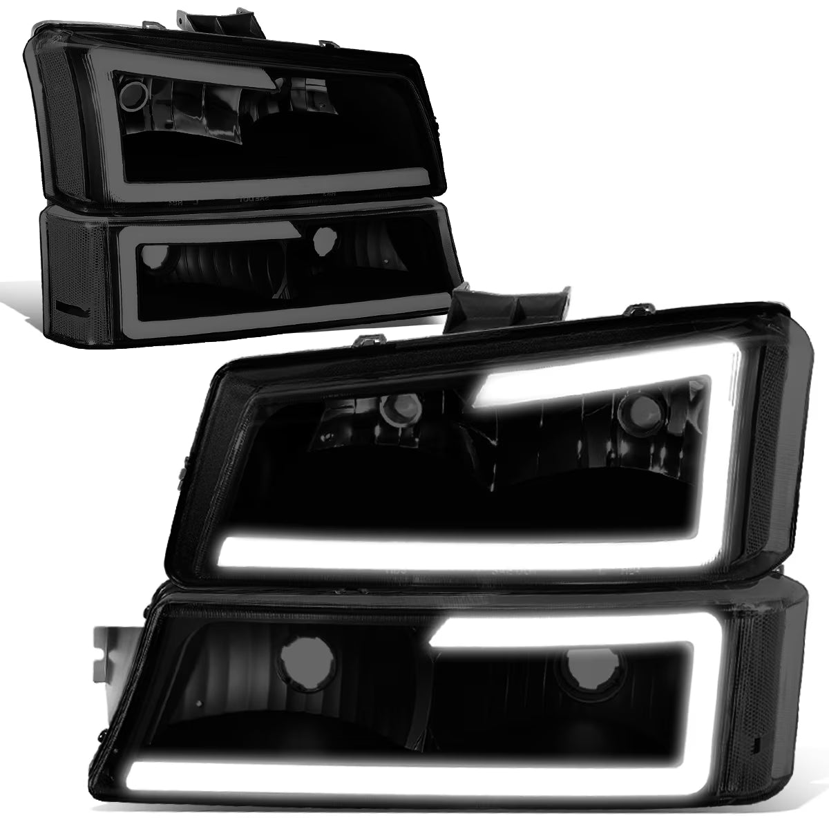 Pair 3D LED DRL Bar Headlight Dark Smoked J417