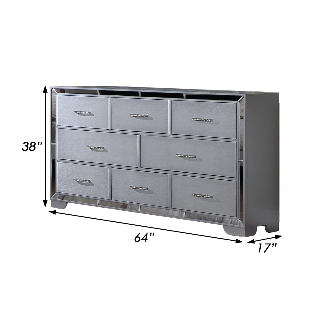 64 Inch Pine Wood Dresser, 8 Drawers F2004