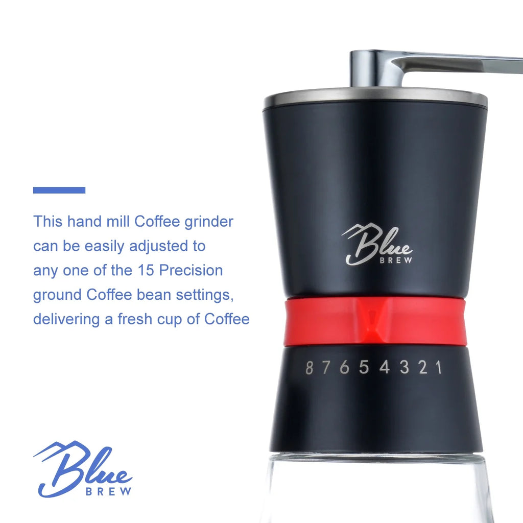 Manual Coffee Grinder with Conical Ceramic Burrs and 2 Airtight Glass Jars H8127