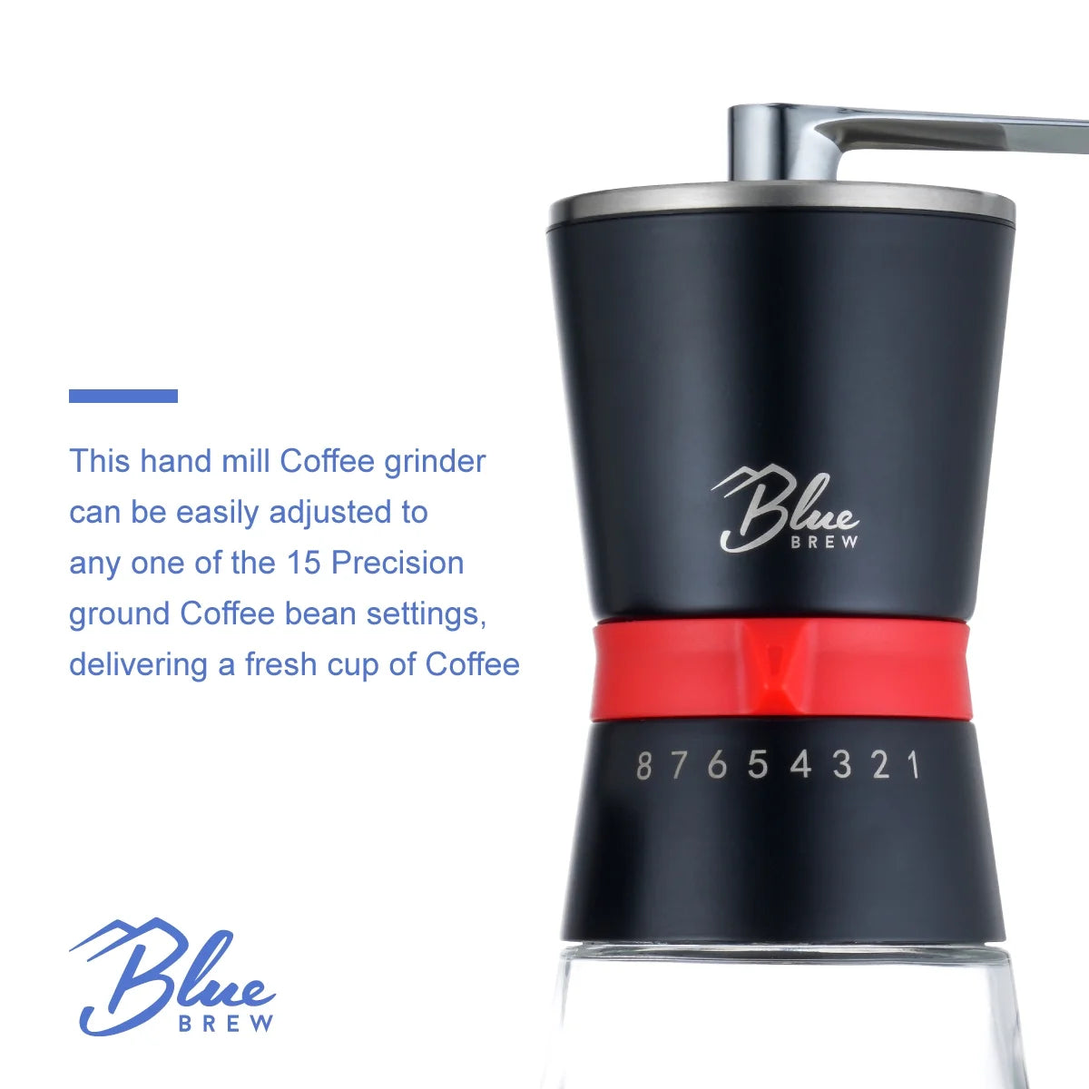 Manual Coffee Grinder with Conical Ceramic Burrs and 2 Airtight Glass Jars H8127