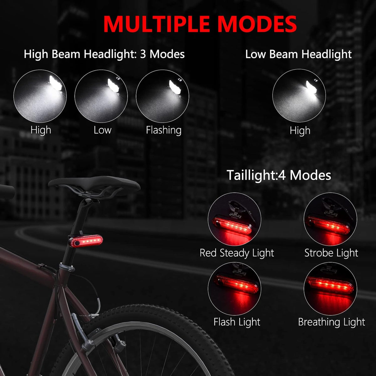 6*T6 LED Bike Light Set USB Rechargeable Waterproof Pack of 2 L364028