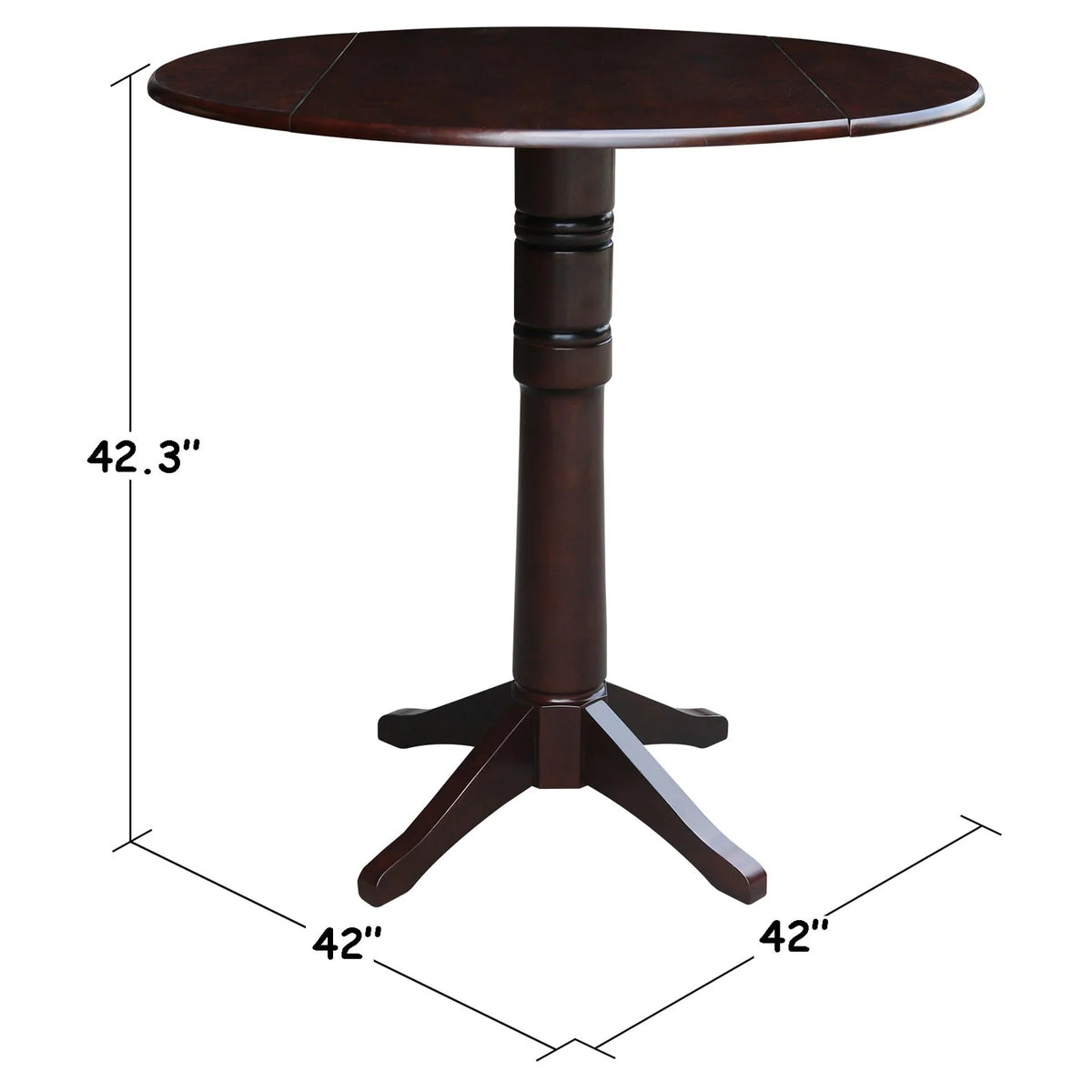 42" Round Dual Drop Leaf Pedestal Table Espresso P344