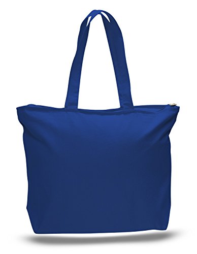 6 Pack Large Canvas Tote Bag with Zippered Closure Q996949