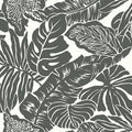 Metallic Silver Graphic Palm Wallpaper M806