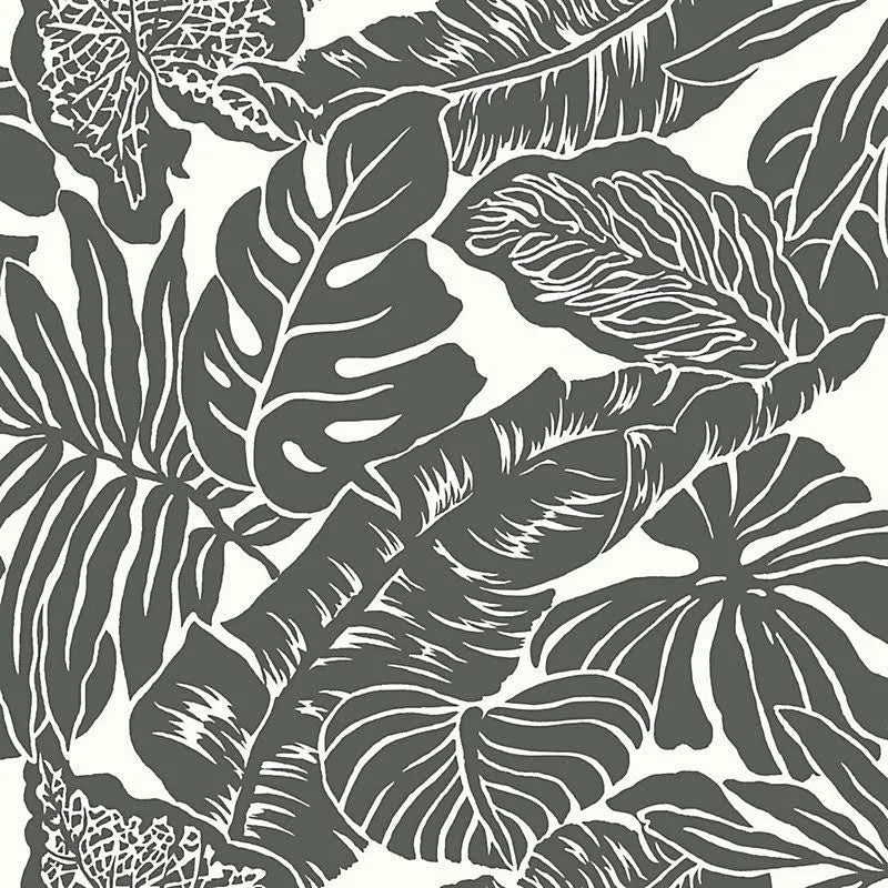 Metallic Silver Graphic Palm Wallpaper M806