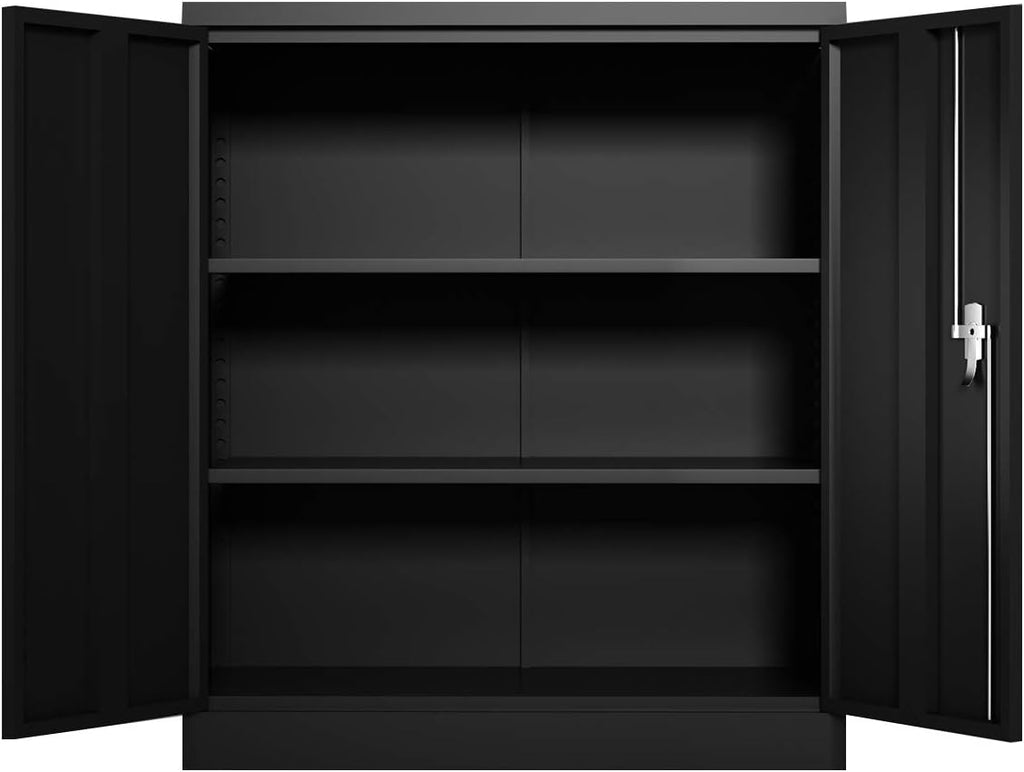 Black Metal Storage Cabinet with 2 Adjustable Shelves S38033