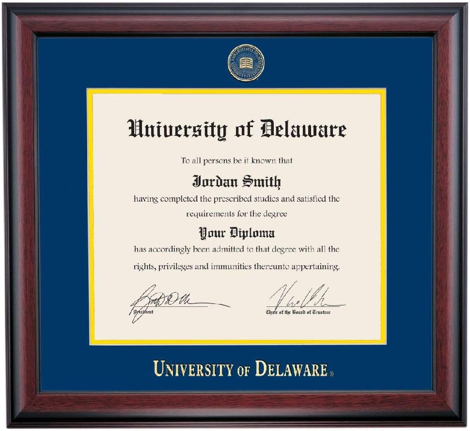 12 x 16 Diploma Frame with Navy Yellow Mat B6352