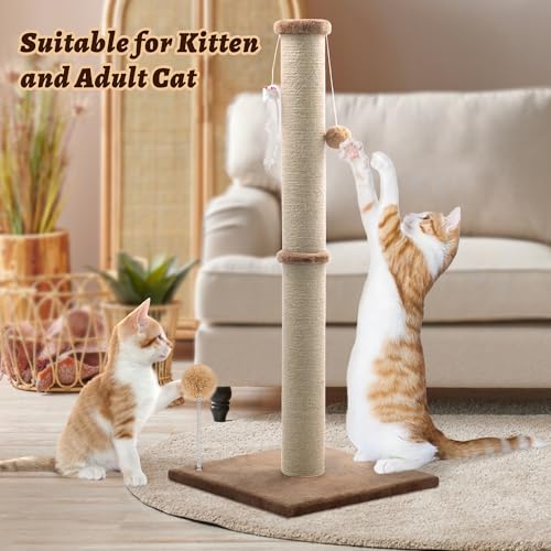 Gray 36 inch Cat Scratching Post with Sisal Rope D563
