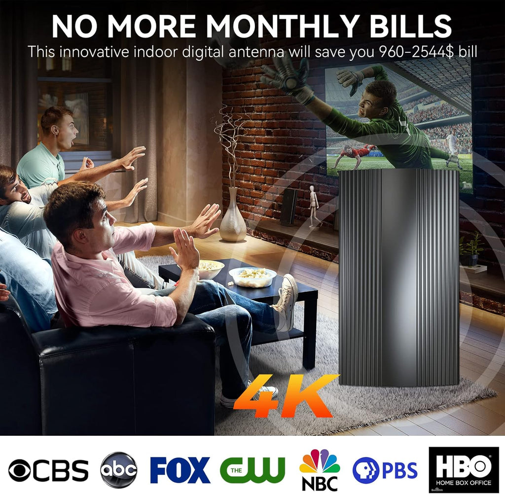 Digital TV Antenna 400 Miles Range Indoor Outdoor 4K 1080P HD with Amplifier Signal Booster E2865