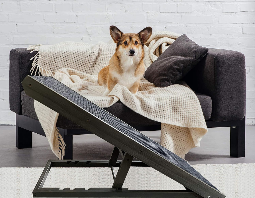 Grey Wood Adjustable Non-Slip Pets Ramp V200