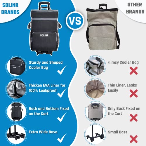 Large Rolling Cooler, Leakproof Insulated Soft Cooler Bag with Wheels and Handle E5553