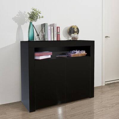 White High Gloss Sideboard Storage Cabinet with LED Light P11314