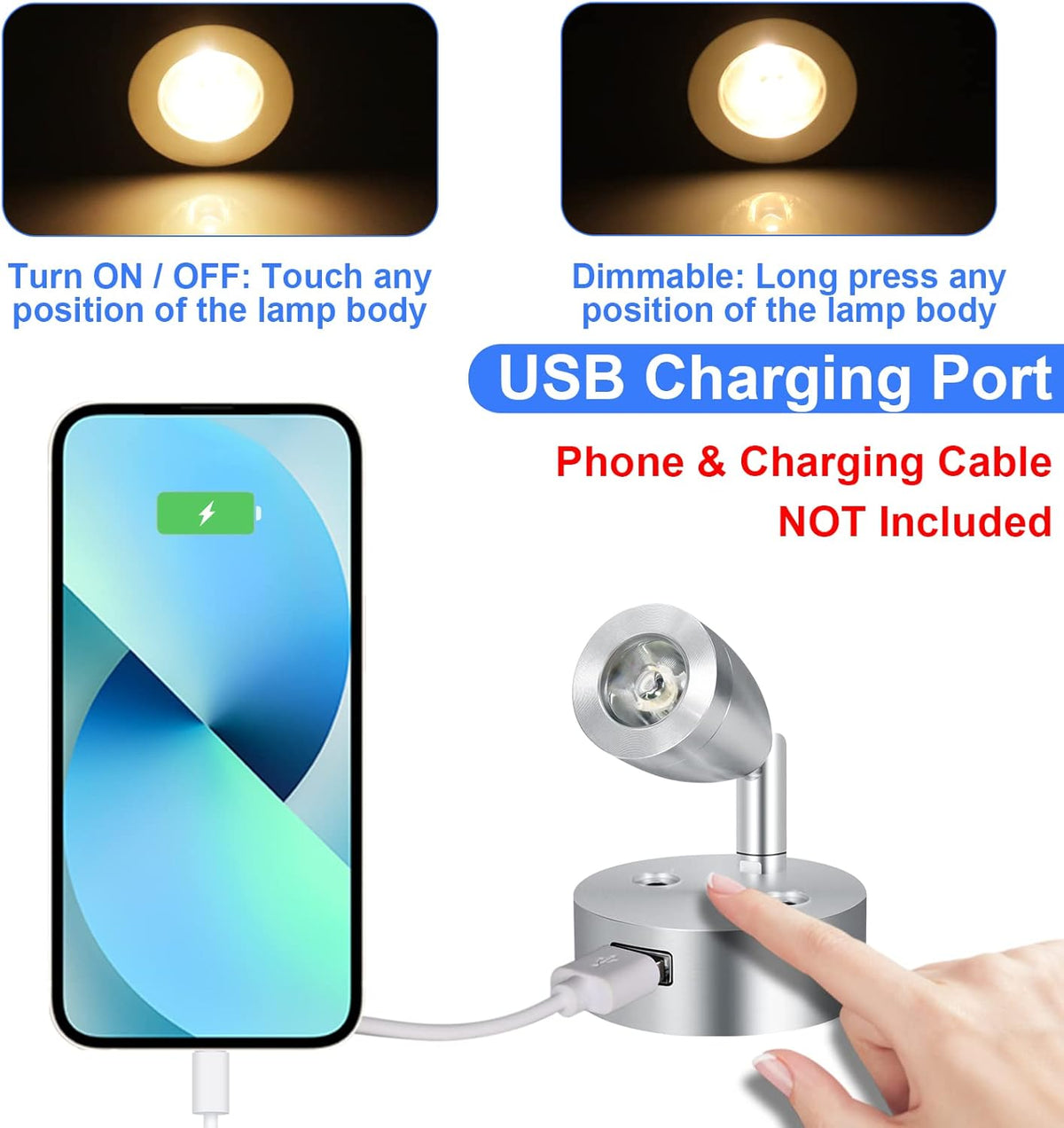 4PCS DC12-24V LED Reading Lamp with USB Port R5301