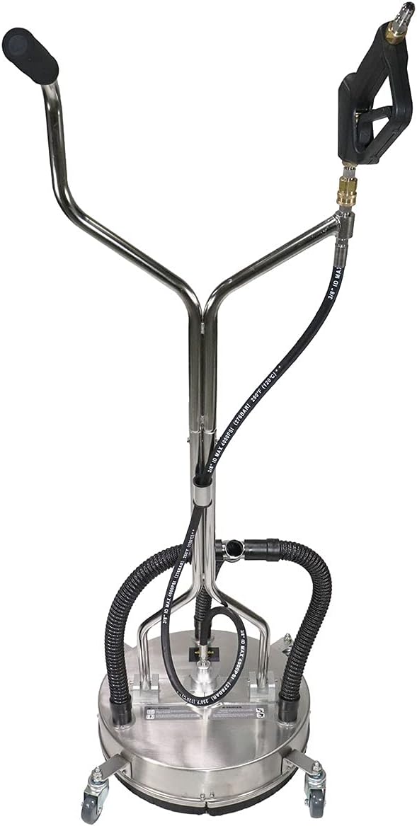 21" Stainless Steel Surface Cleaner with Vacuum Port, Wheels, and Wand Pressure Washer Attachment 4000 PSI B2502
