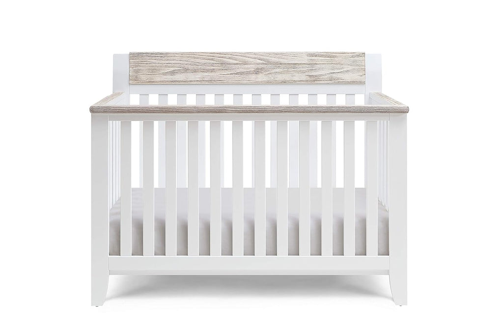 White and Wire Brushed Wood 4 in 1 Convertible Crib Q717552