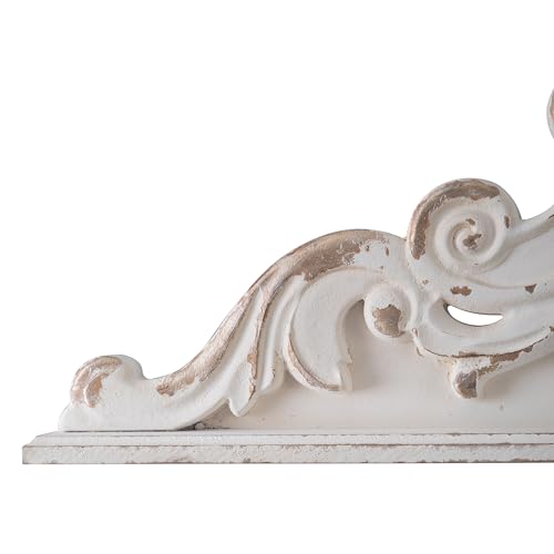 White Wood Floral Carved Wall Sculptures H9777